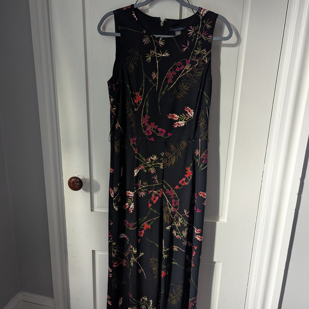 Floral Sleeveless Maxi Dress - Black and Pink